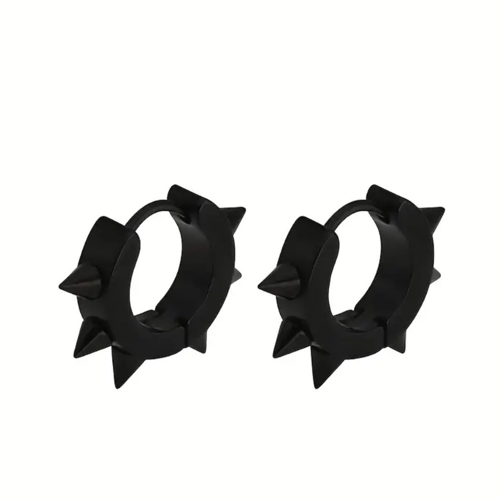 Six Barbed Titanium Steel Earrings